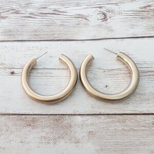 Vintage Earrings for Pierced Ears Tube Style Matte Gold Tone Large